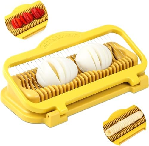 Larger Banana Slicer Egg Slicer for Hard Boiled Eggs, Stainless Steel & Aluminium Wires Strawberry slicer Multipurpose Heavy Duty Dishwasher Safe Banana Cutter slicer by SimpleConvenientInnovative