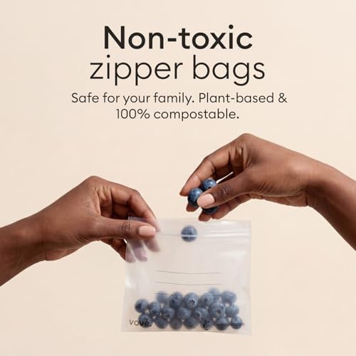 Compostable Quart Zip Bags 30 Count, Plant-Based, Home Compostable