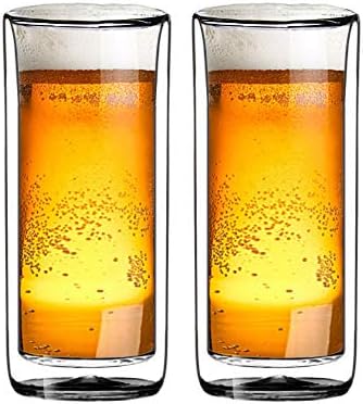 (Set of 2) 20oz (600ml) Ultra Clear Strong Double Wall Insulated Thermo Glass Tumbler V3 Highball Glass for Beer/cocktail/lemonade/iced Tea/Smoothie (Real Borosilicate Glass, Not Plastic)