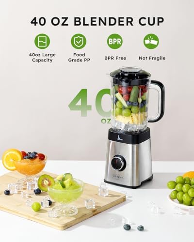 Sangcon Blenders for Kitchen - Smoothie Blender - Personal Blender for Shakes and Smoothies, Grinding & more, 40 oz Jar & 17 oz Cup with To-Go Lid - Image 2