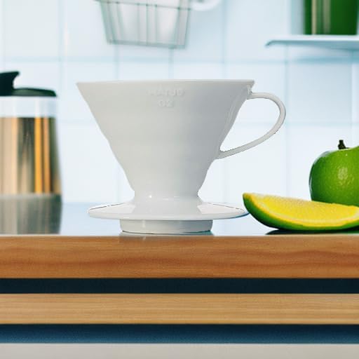 V60 Ceramic Coffee Dripper, Size 02, White