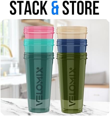 VELOMIX 6 Pack 28oz Shaker Cups for Protein Shakes, Turquoise to Pink - Image 5