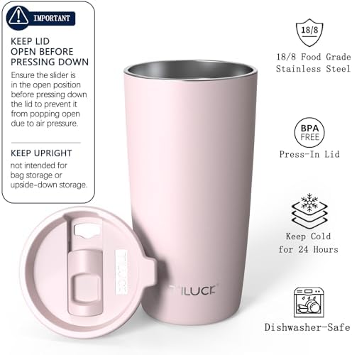 TILUCK 20 oz Insulated Coffee Tumbler with BPA-Free Lid - Image 2