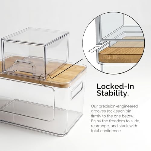 Under Sink Organizer 3 in 1, Stackable Acrylic Bathroom Storage, Trash Bag Dispenser and Dishwasher Pods Holder for Kitchen and Laundry Room Organization