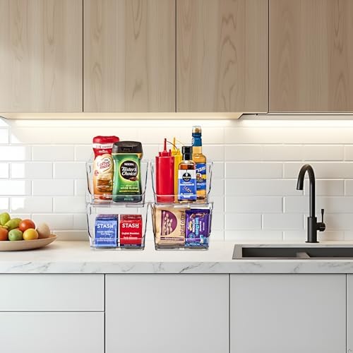 Clear Pantry Organizer with Stackable Storage Bins, Open Front