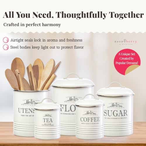 5-Piece Farmhouse Kitchen Canister Sets for Kitchen Counter