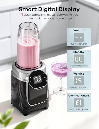 Ganiza Smoothie Blender Auto Program, 1000W Peak Personal Kitchen Blenders - Image 5