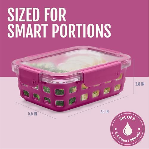 Duraglass 3.4 Cup Glass Meal Prep Containers, 10 Pc, 5 Pack, Orchard