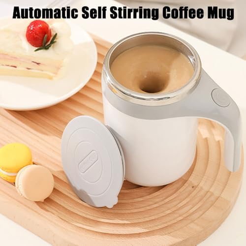 Automatic Stirring Electric Coffee Mug, 380ml Magnetic Rotating Reusable Travel Cup, Automatic Magnetic Stirring Coffee Mugs, Self Stirring Coffee Mug for Coffee/Milk/Tea/Hot Chocolat (Brown USB)