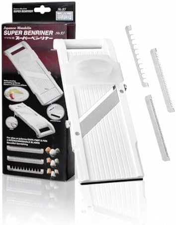 Mandoline Super Slicer, with 4 Japanese Stainless Steel Blades, BPA Free, 14.5 x 5.25-Inches, Official US Version with Authentic Retail Packaging