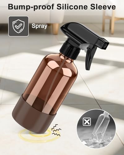 Bontip Amber Glass Spray Bottle, 8 oz with Brown Silicone Sleeve, 1 Pack - Image 4