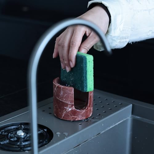 Marble Sponge Holder for Kitchen Sink Organizer Rosso Red Drying Rack