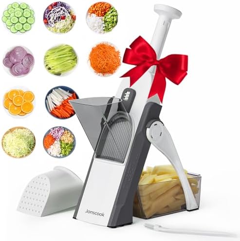 Safe Mandoline Slicer for Kitchen, 5 in 1 Multi Food Chopper, Potato Slicer by Jonscook