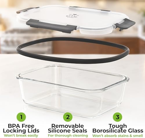 Glass Storage Containers with Lids, Premium BPA Free 36oz