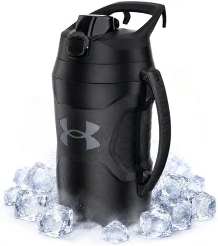 Under Armour Insulated Water Bottle with Handle & Fence Hook, Half Gallon Sports Water Jug, Leak-Resistant & BPA-Free for Baseball, Football & Gym - Black/Black, 64oz