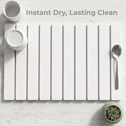 Stone Drying Mat of Kitchen Counter, Water Absorbent Diatomite Bath Mat
