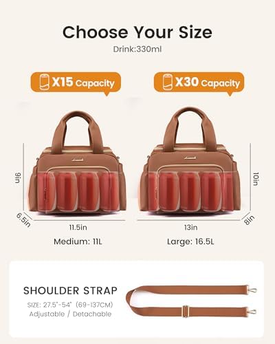 Insulated Lunch Bag for Women, PU leather Lunch Box with Shoulder Strap, Wide Opening Adult Large Lunch bags for Work Picnic Beach Family Camping Outdoor Teacher