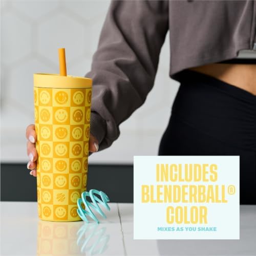 BlenderBottle Tumbler 2-in-1 Stainless Steel Shaker Bottle 24oz Kami Smiles - Image 2
