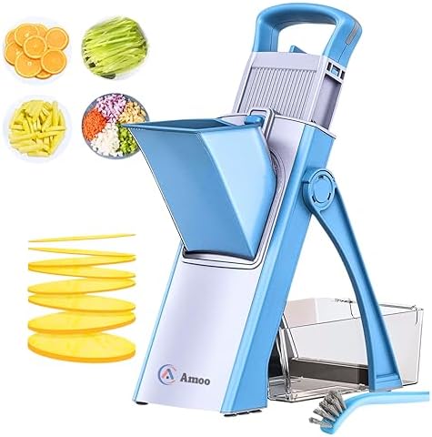 Multifunctional Mandoline Slicer, Julienne & Dicer, 5 in 1 Adjustable Vegetable Chopper for Perfect Potato, Kitchen Gadgets Vegetable & Fruit Slices in Seconds by AYATPremium