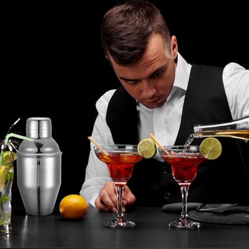 9 Pcs Bar Cocktail Shaker, Stainless Steel, 8 oz, Silver