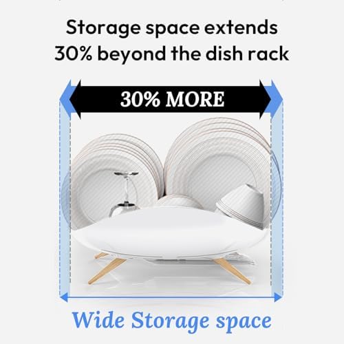 Self-Draining Dish Drying Rack, White - Wide