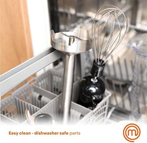 MasterChef Immersion Blender Handheld with Electric Whisk & Milk Frother Attachments, Hand Held Stainless Steel Stick Emulsifier for Making Baby Food, Soup, Puree, Cake, Cappuccino, Latte etc, 400W