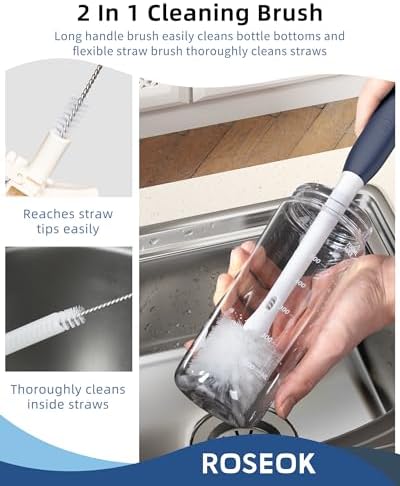ROSEOK 2 in 1 Bottle Brush with Straw Cleaner Brush, Water Bottle Brush - Image 3