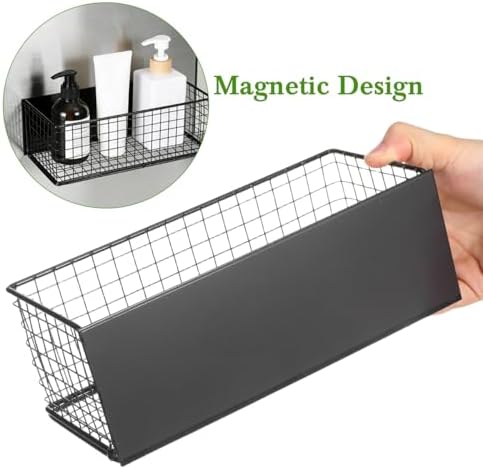 Magnetic Spice Rack for Refrigerator Door Fridge Magnetic Rack Storage Holder Stainless Steel Seasoning Spice Mesh Basket Kitchen Organizer for Spices Tools Snacks 9.64 X 3.93 X 3.14 in