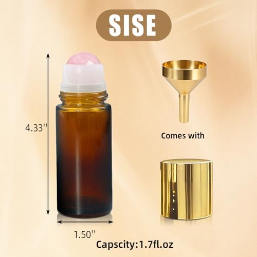 1.7oz Refillable Rose Quartz Roller Bottles for Oils - Image 4