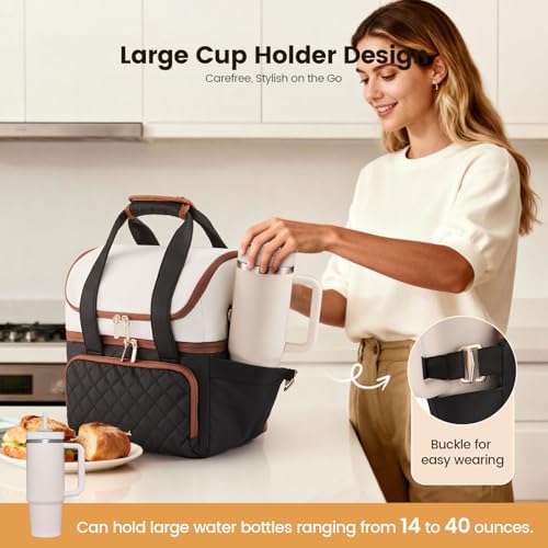 Insulated Lunch Box for Women,Large Double Deck Adult Lunch Bag