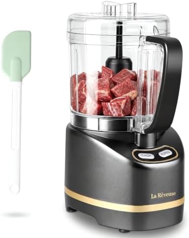 La Reveuse 2 Cup Mini Food Processor, Electric Chopper Small, Metallic Grey by LaReveuse