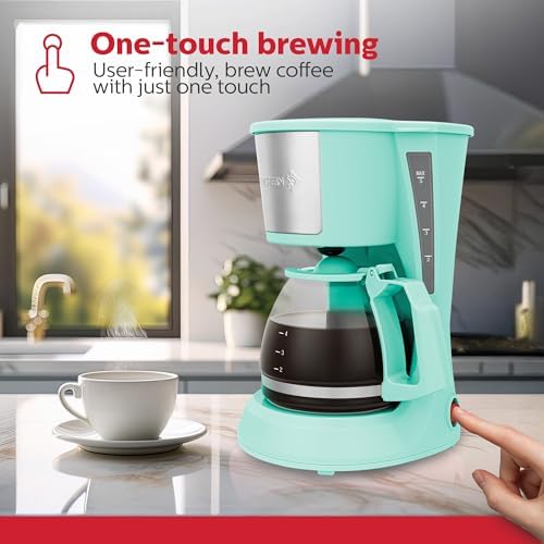 Holstein Housewares 5 Cup Drip Coffee Maker – Compact and User-Friendly with Auto Pause & Serve, Reusable Filter & Glass Carafe, Office & Dorm Use, Mint - Image 5