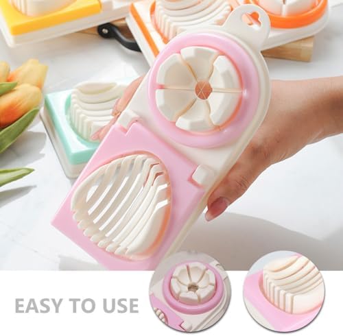 Multifunction Egg Cutter with Stainless Steel Wires 3 Slice Modes Hard Boiled Egg Slicer and Peeler Kitchen Gadget for Fruit and Vegetable Cutting 8-Inch Compact Design