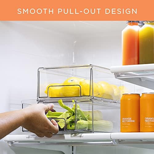 Clear Stackable Storage Drawers for Refrigerator (Medium, 2 Pack)
