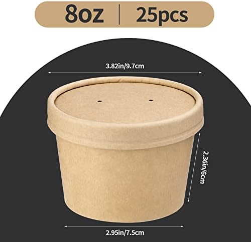 Wuadua 12 oz Disposable Kraft Paper Soup Containers with Lids- 75 Pack - Image 2