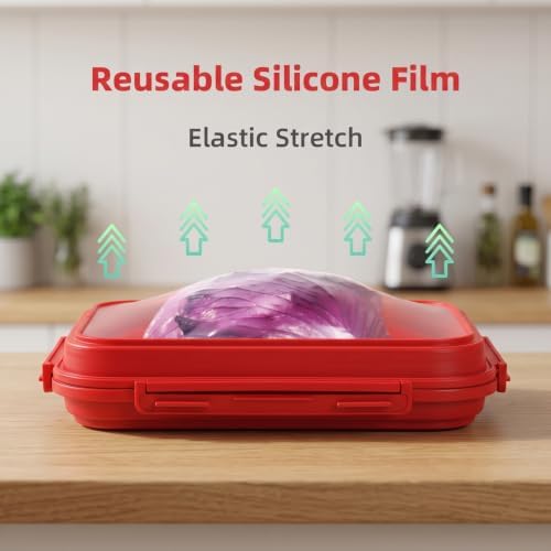 2 Pack Silicone Food Fresh-Keeping Storage Containers with Lid(12 Cups /96 oz) BPA-Free Leakproof Lock Clips Versatile Fridge Storage Containers Space Saving & Expandable Red