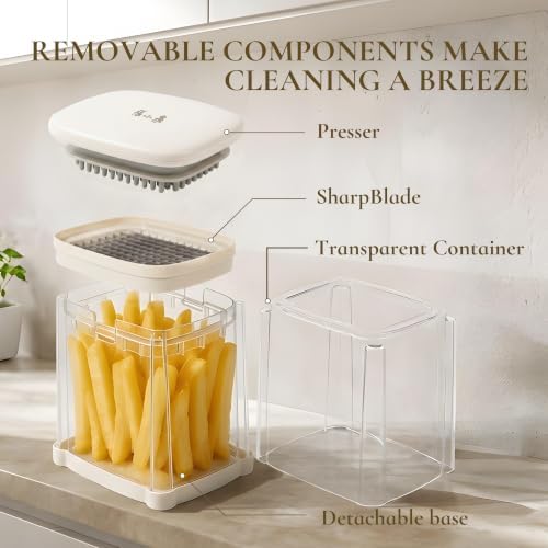 French Fry Cutter with 4 Blades Stainless Steel Manual Potato Chopper Green - Image 7