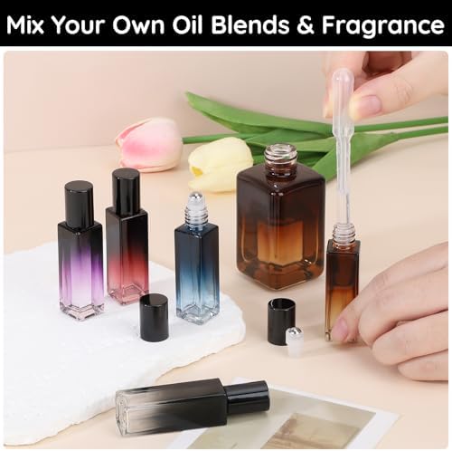 Segbeauty 0.34oz 5pcs Mini Roller Bottles for Essential Oils, 10ml Travel Glass Roll on Bottle for Perfume, Empty Rollerball Bottles with Dropper, Small Travel Size Sample Containers for Cosmetics - Image 5