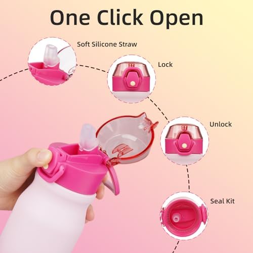 BJPKPK 25 oz Insulated Water Bottle, Straw, Handle, Stainless Steel Flask - Image 3