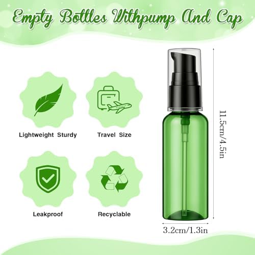 Travel Dispenser Bottle Set 10 Pack 1.7oz Clear Plastic Pump Bottles, Leak Proof Travel Size Toiletry Containers for Shampoo, Lotion, Serum & Foundation - Image 2