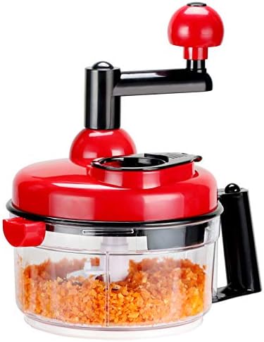 KEOUKE Hand Crank Food Chopper Red - Manual Food Processor with Egg Separator, Labor-Saving, Easy to Clean, Large Vegetable Mixer Blender for Onion, Garlic, Salad, Salsa, Nuts, Meat, Fruit, etc by KEOUKE