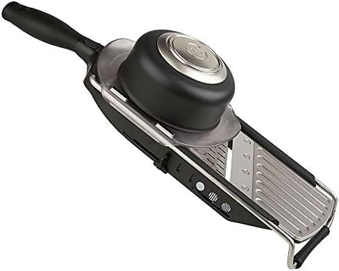 PL8 Professional Slicer - Adjustable 3-in-1 Slicing & Julienne Tool with Stainless Steel Slicing Ramp, Integrated Blades, Safety Hand Guard and soft-grip handle. by PL8