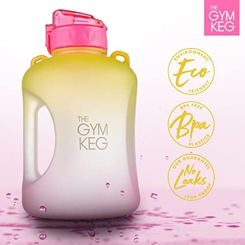 1 Gallon Water Bottle (128oz) I 3.78l Big Water Jug I 128 oz Sports Bottle with Straw and Motivational Time Markings I Large Reusable Bottle | BPA-Free Plastic I Leakproof