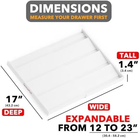Bamboo White Spice Drawer Organizer, (Need 3" Deep Drawer) Expandable 4 Tier Spices Rack for Cabinet, Kitchen Seasoning Storage Insert (Jars Not Included, From 12" to 23" Wide)