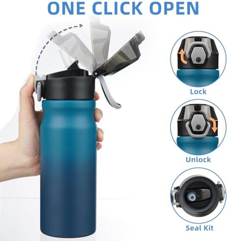 BJPKPK 18 oz Water Bottle with Straw & Handle, Insulated Stainless Flask - Image 3