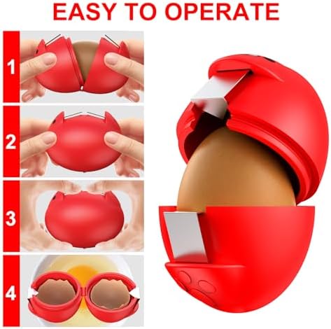 Egg Cracker, Silicone Egg Shell Opener, Cute Egg Shaped Design, Opens Eggs with Ease, A Little Happiness Boost for Your Kitchen (1, Red) - Image 6