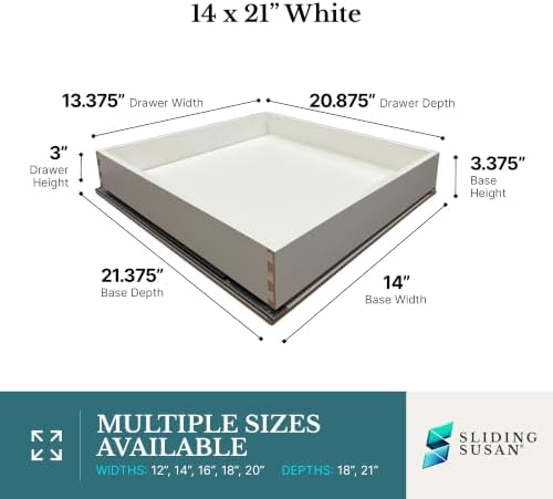 Pull-Out Cabinet Drawer Organizer 14" W x 21" D White Melamine