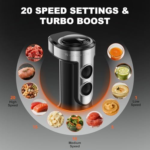 Immersion Blender Handheld 1200W, 20-speeds, 5-in-1 Handheld Mixer - Image 2
