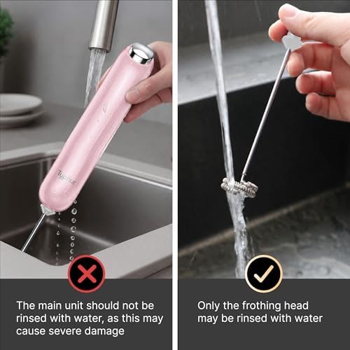 InstaWhisk Milk Frother with Variable Speed, Rechargeable Coffee Frother Wand with Detachable Double Whisk, Handheld Electric Stirrer for Latte, Cappuccino, Matcha, Almond Milk, Protein, Pink - Image 4