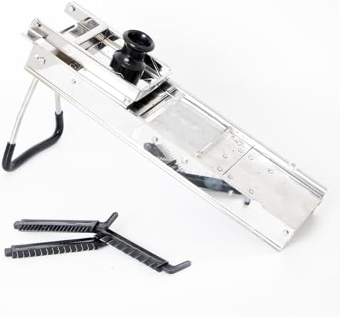 Lehman's Foldable Mandoline Veggie Slicer, Interchangeable Blades for All-In-One Vegetable Slicing, Easy to Clean, Store Flat by Lehmans